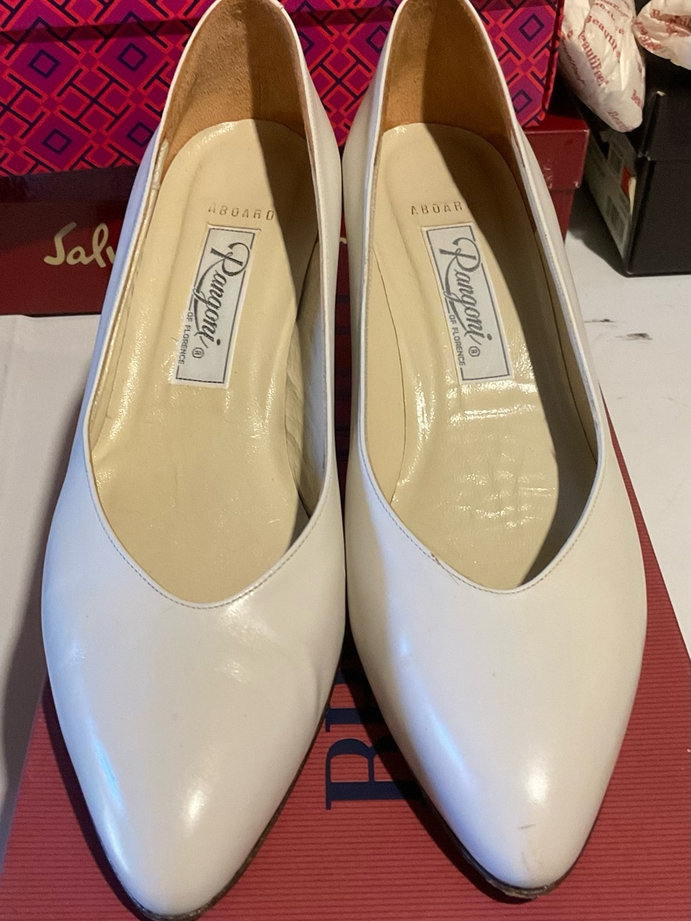 Rangoni White Pointed-Toe Pumps